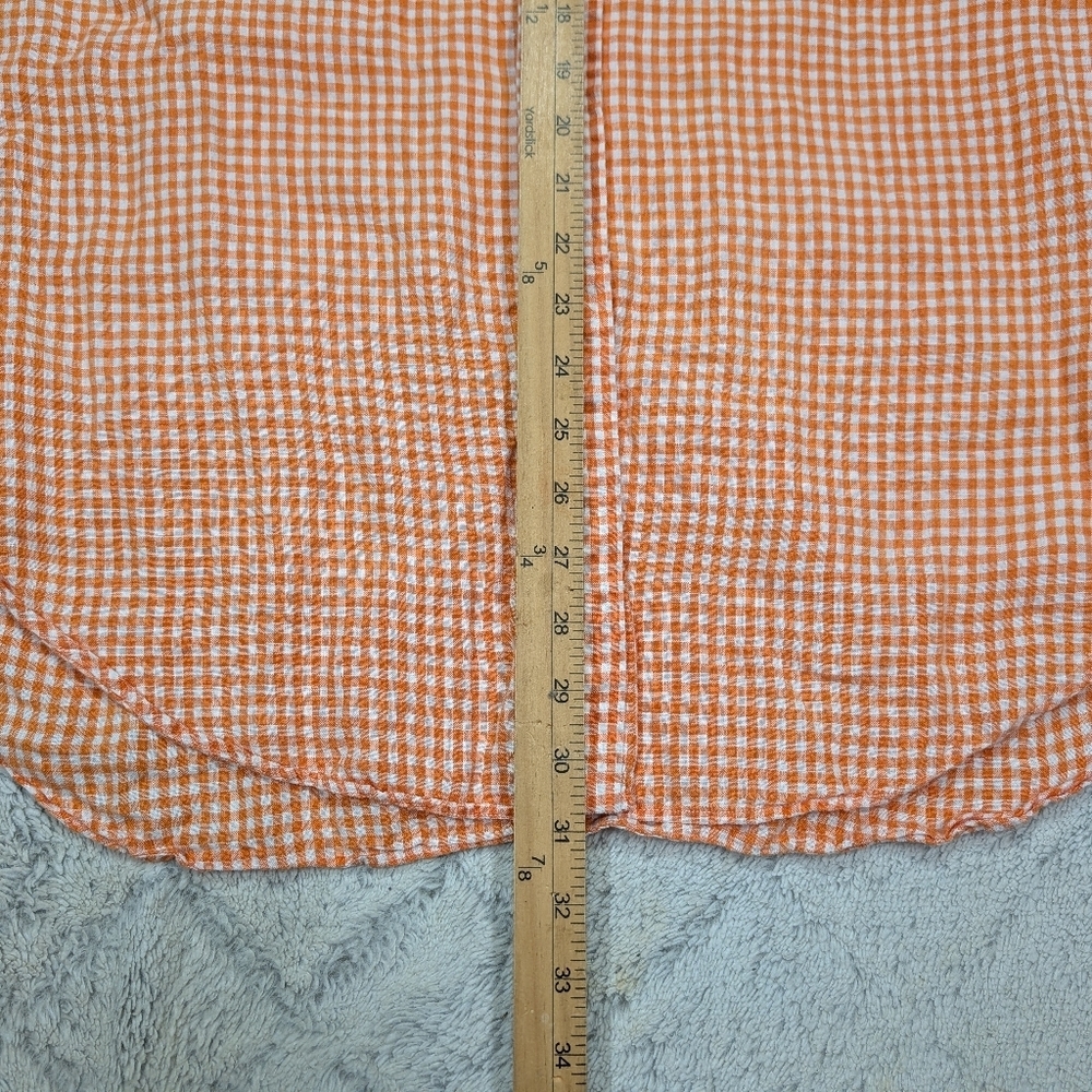 Ralph Lauren Shirt Mens XL Orange White Check Linen Button Up Short Sleeve - Picture 7 of 7